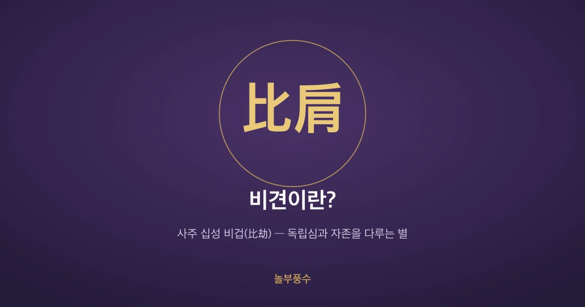 비견이란? 사주에 비견 있는 사람의 성격과 인간관계 특징