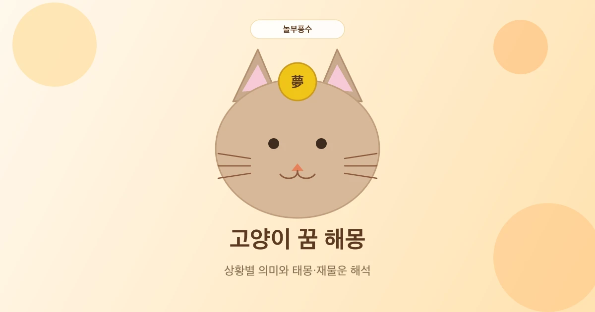 고양이 꿈 해몽, 상황별 의미와 태몽·재물운 해석을 안내하는 놀부풍수 대표 카드