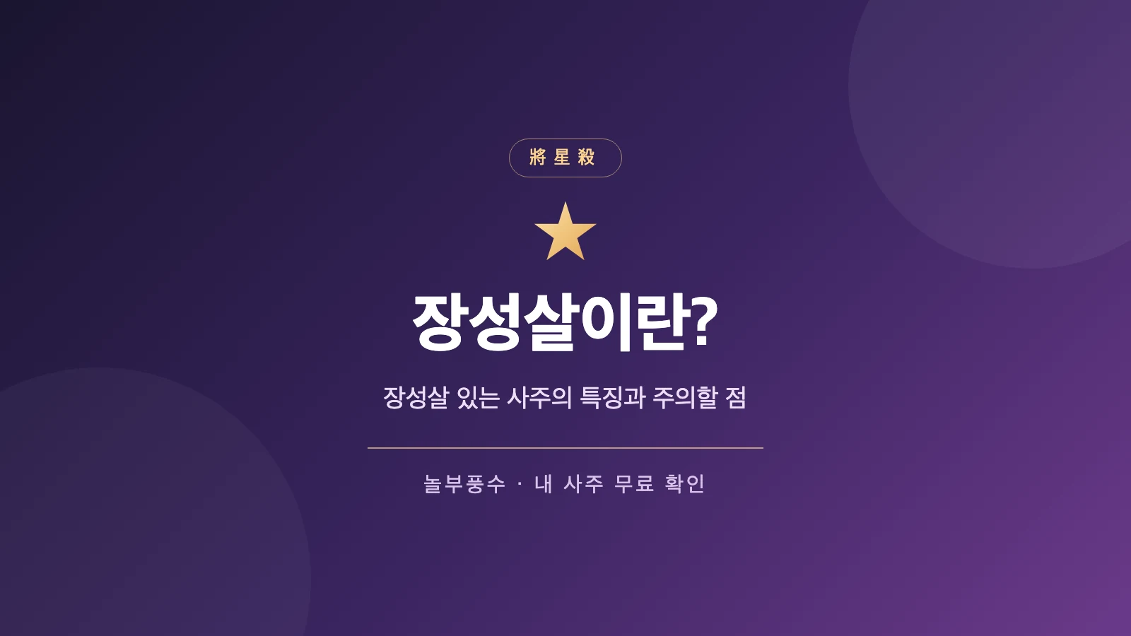 장성살이란? 장성살 있는 사주의 특징과 주의할 점을 안내하는 놀부풍수 대표 카드